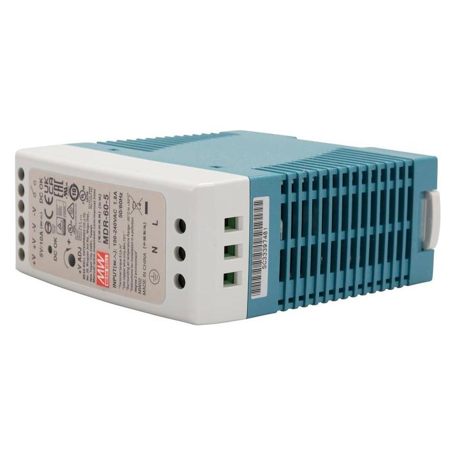 MeanWell MEAN WELL MDR-60-5, 90 - 264 V, 60 W, 5 V, 10 A, RoHS, 40 mm (MDR-60-5)