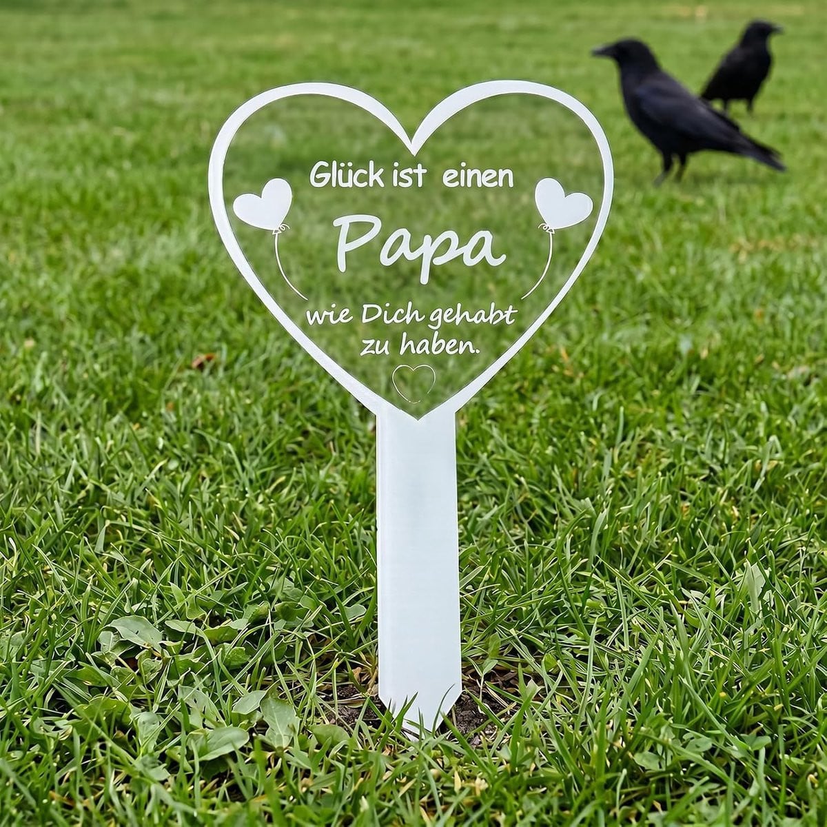 Hartvormige grafsteker met rouwspreuk voor mama, oma, papa of opa - Weerbestendige grafdecoratie voor herdenking