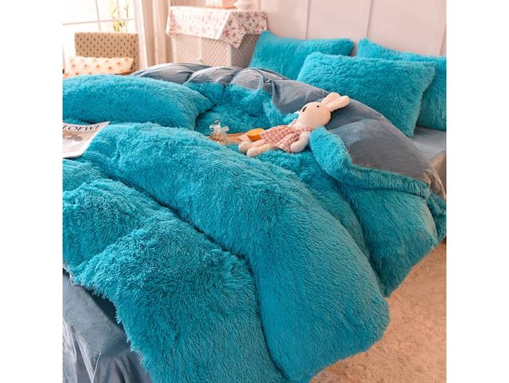 Ensemble de housse de couette en peluche, housse de couette chaude en vison avec drap et taies d'oreiller, velours cristal, ensemble de literie rose 4 pièces, taille Queen et King