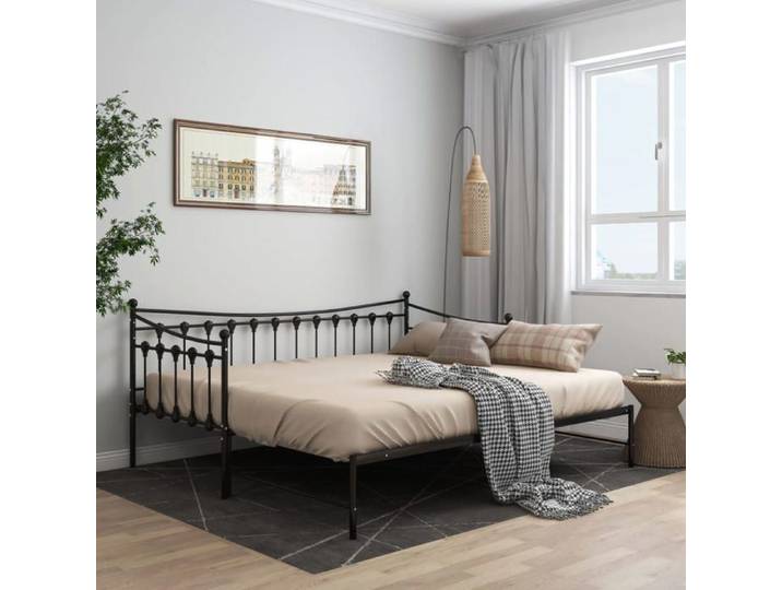 Cadre de canapé-lit extensible Noir Métal 9 Cadre de canapé-lit extensible sans matelas Noir Métal 90x200cm 66241