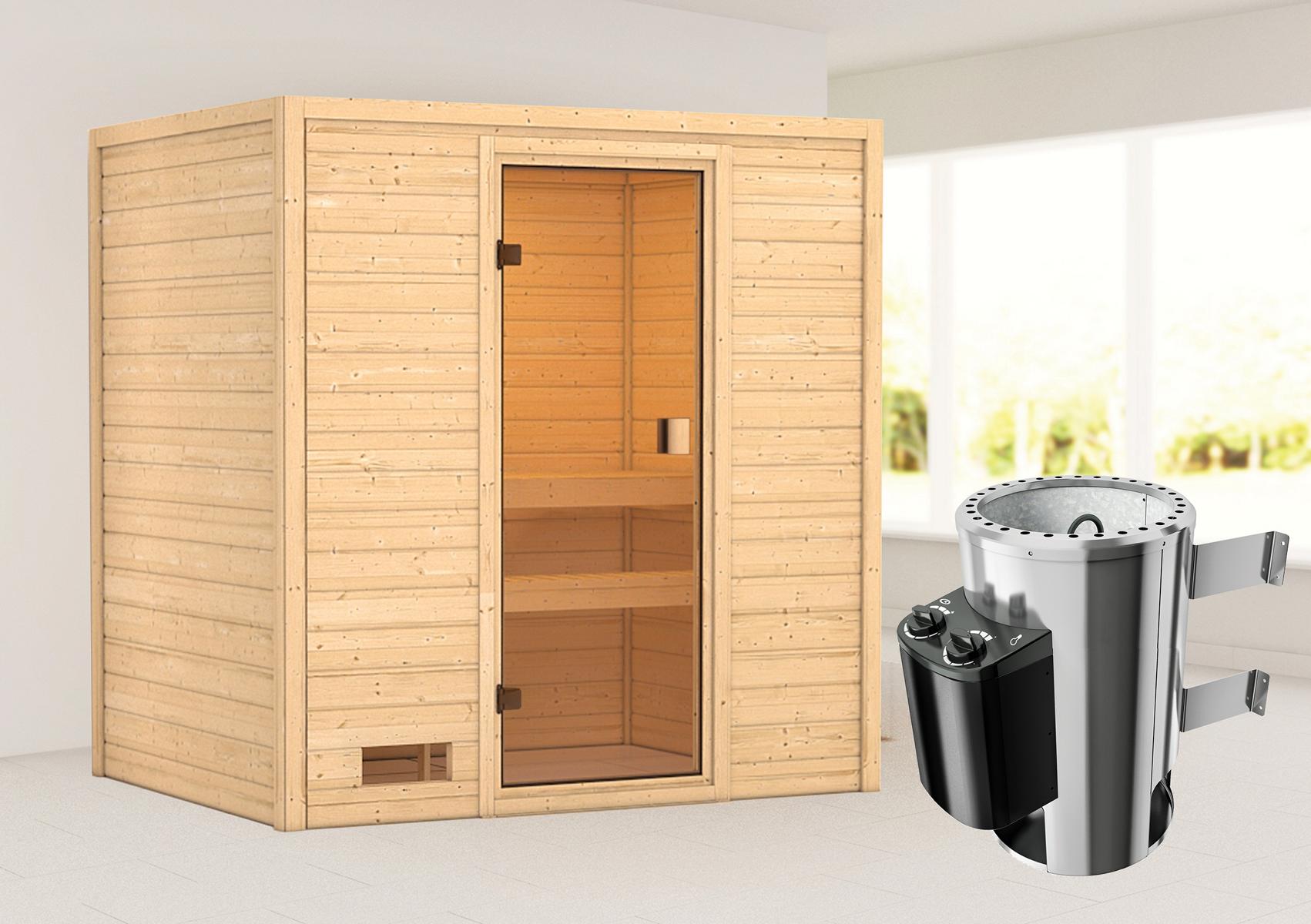 KARIBUHOLZT Sauna Selena Front, 3,6 kW intregierte Steuerung 16880451