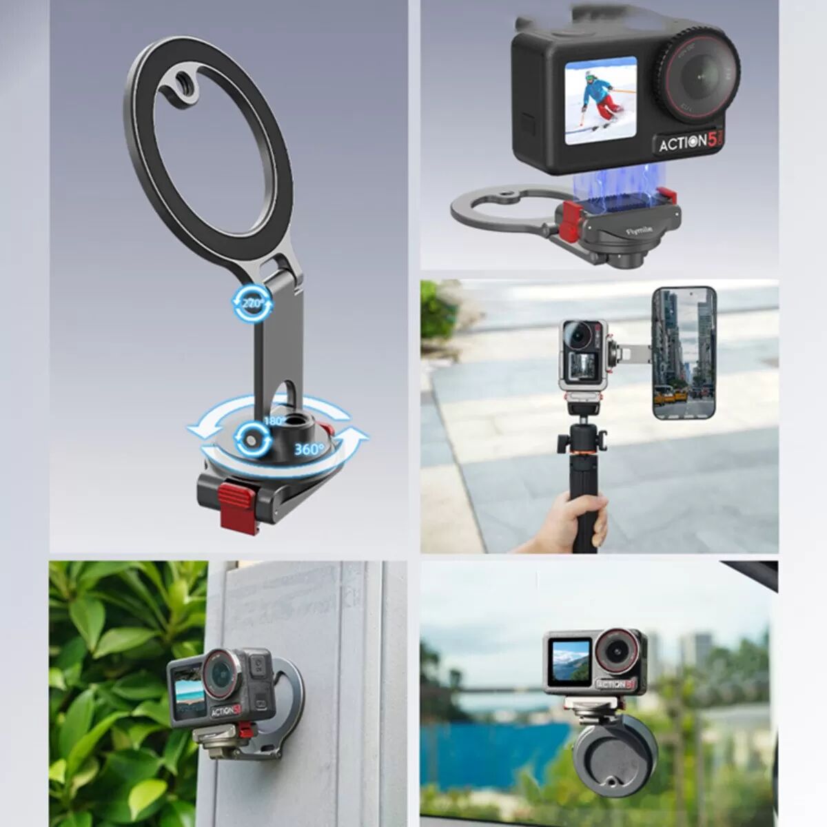INF MagSafe Schnellwechsel Magnet-Halter kompatibel mit DJI Osmo 360 und Osmo Action 3/4/5 Pro — Aluminiumlegierung,