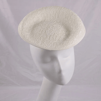 Inspire Essentials Elegant White Lace Fascinator Hat Base Round Saucer Percher Hat For Weddings And Parties 2