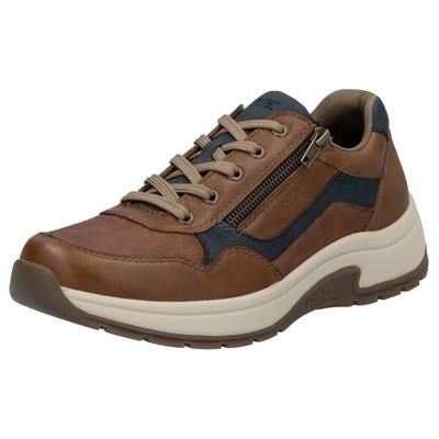 Sneaker RIEKER, Herren, Gr. 44, Textil, bunt (braun, dunkelblau), Leder, Lederimitat, Schuhe Sneaker, Halbschuh, Freizeitschuh, Schnürschuh in bequemer Form