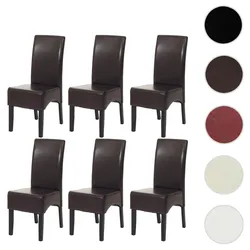 6er-Set Esszimmerstuhl Küchenstuhl Stuhl Latina, LEDER ~ braun, dunkle Beine