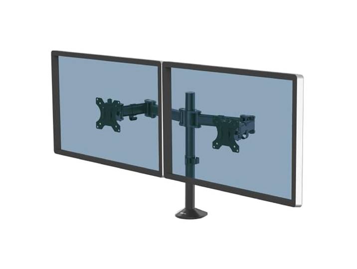 Fellowes Bras Porte Écran Reflex Double pour 2 Écrans Jusqu'à 27\ Hauteur Et Profondeur Ajustables Norme VESA