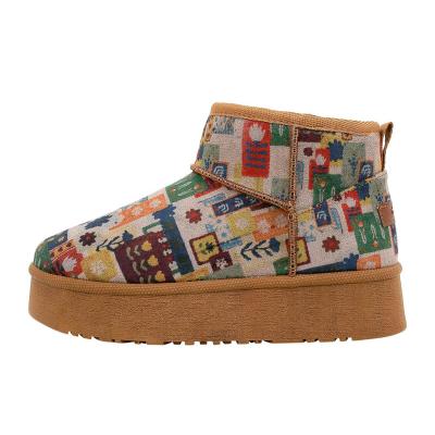 Winterstiefel DOGO "Ruby Boots Schnürstiefel Anatolian Patterns Damen Stiefeletten", Damen, Gr. 39, atmungsaktiv gefüttert ungefüttert, Normalschaft, bunt (braun), Textil, Schuhe Winterstiefel, Handgefertigt