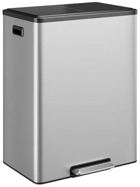 Garvee 2x8 Gallon Dual Compartment Stainless Steel Kitchen Trash Can with Soft-Close Foot Pedal, Removable Inner Buckets