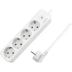 LOGILINK LPS245 - Steckdosenleiste, 4-fach, 1,5 m, mit Schalter, weiß