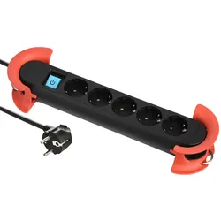 BACHMANN HOOK Indoor 5x Schutzkontakt, Kunststoff, mit Schalter, 5 m