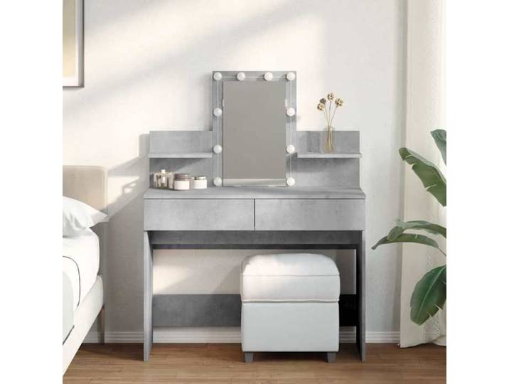 Coiffeuse femme Moderne/Coiffeuse avec LED - 1 Personne - gris béton 100x40x130 cm 60045832286
