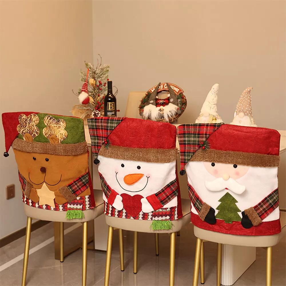 INF Housse de Chaise Bonhomme de Neige - Décoration Festive de Noël pour la Maison