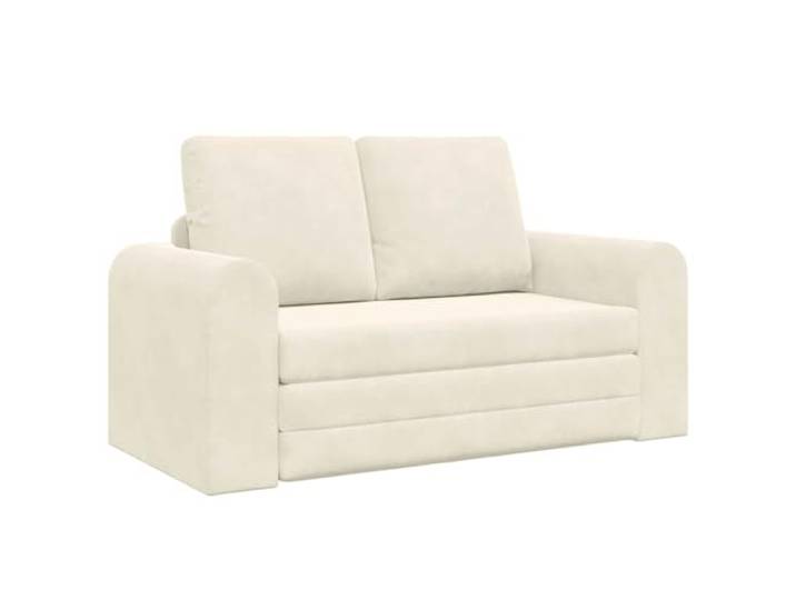 KUTYWEXFM Schlafsofa 2-Sitzer 148x71x83cm Samt Polstersofa Creme Flexibles Funktionssofa aus edlem Samt für Gästezimmer und Kleine Räume, schnell ohne Werkzeug zum Bett umklappbar.