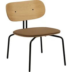 Curious Lounge Stuhl braun mit gepolstertem Sitz mit schwarzen Beinen
