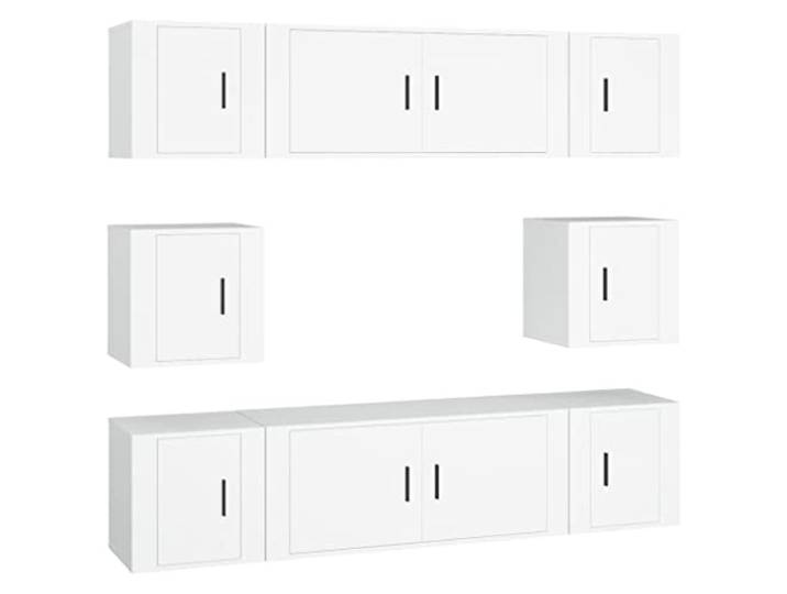 hliofuir 8-TLG. TV-Schrank-Set Hängend Weiß Holzwerkstoff Flexible Wandmontage schafft freie Bodenfläche im Schlafzimmer oder Gästezimmer und bietet geordneten Stauraum.