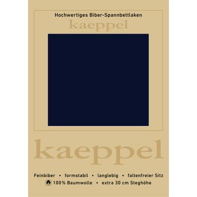 Spannbettlaken KAEPPEL "Spannbettlaken Biber", blau (marine), L:200cm, Biber, Obermaterial: 100% Baumwolle, Bettlaken, Spannbettlaken, 100% Baumwolle, kuschelig weich ideal für Winter
