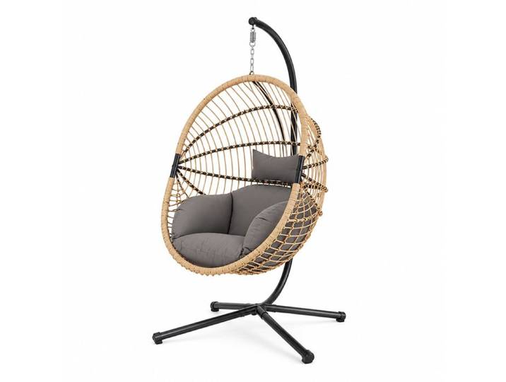 BRASILIA - Fauteuil suspendu effet rotin avec coussin gris