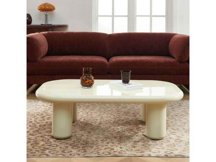 Table basse finition laquée brillante blanche 120cm