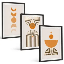 BILDER SET 3er Set - 40x60 cm Schwarzer Rahmen - Boho-minimalistische Dekorationen