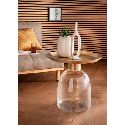 Beistelltisch PAROLI, transparent (glas, messing), B:50cm H:50cm T:50cm, Tische, Beistelltisch