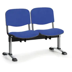 Gepolsterte Wartezimmerbank, Traversenbank VIVA, 2-sitzer, blau, verchromte Füße