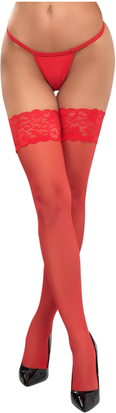 Cottelli - Lace Floral Thigh-Highs (Red)