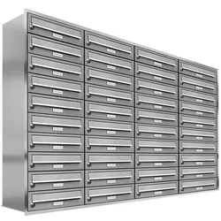 AL Briefkastensysteme 40 Fächer Premium Edelstahl Unterputz Briefkasten Anlage für Post A4, modern, robust, wetterfest, Artikelnummer: 132T40U4