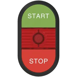 ABB MPD4-11R Doppeldrucktaster, Tasten - oben grün: START - unten flach: rot STOP - Mitte: rot 1SFA611133R1101