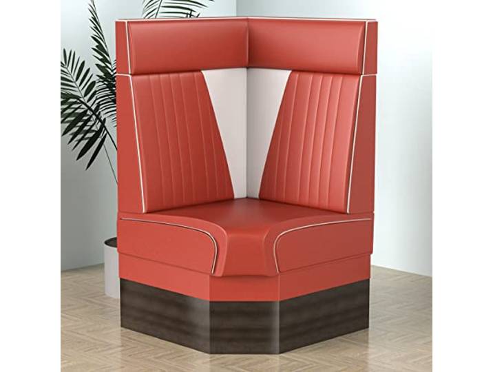 GGMMÖBEL Diner Vegas 2 Diner Eckbank B:H 64 x 123 cm V-Steppung Rot Leder American Diner Möbel, American Dinerbank