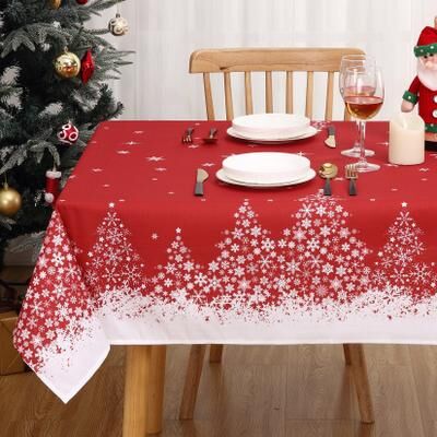Garvee Festive Xmas Tree Pattern Tablecloth Christmas Decorations Waterproof Seasonal Dining Table Cover