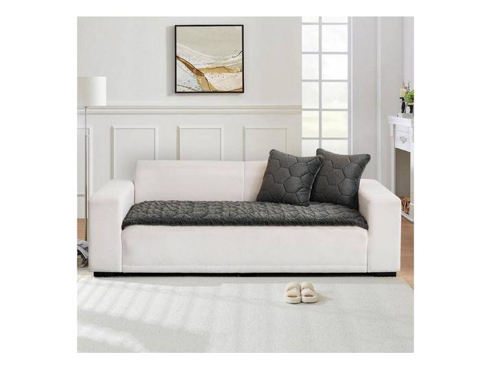 Überwurf Sofakissen Samt L-Form Dunkelgrau 70x180cm, LuxusKollektion