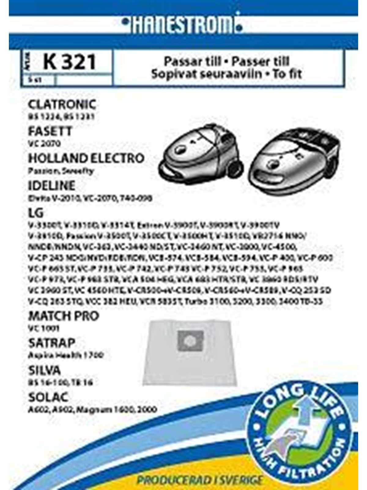 hanestroem Vacuum Cleaner Bags K321
