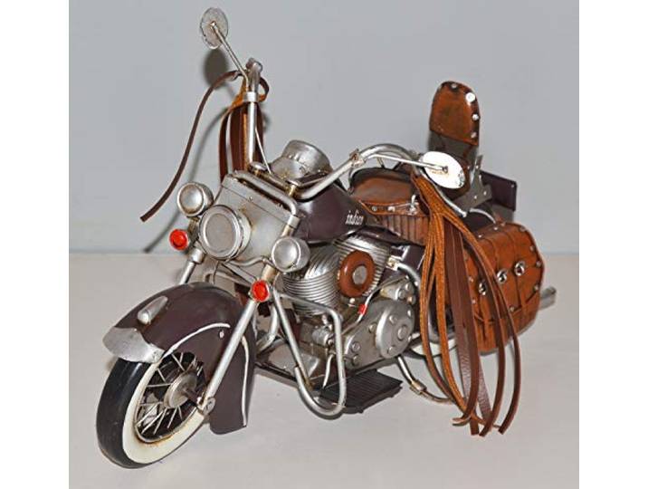 JS Garten Deko Blechmotorrad Nostalgie Modellauto Oldtimer Marke Indian Chief Motorrad USA aus Blech L 31 cm