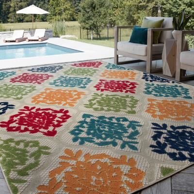 Alise Rugs Origin Coastal Medallion Indoor/Outdoor Area Rug