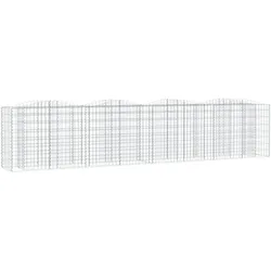 Helloshop26 - Gewölbtes Gabionen-Hochbeet 400 x 50 x 100 cm verzinktes Eisen Silber 02_0039936