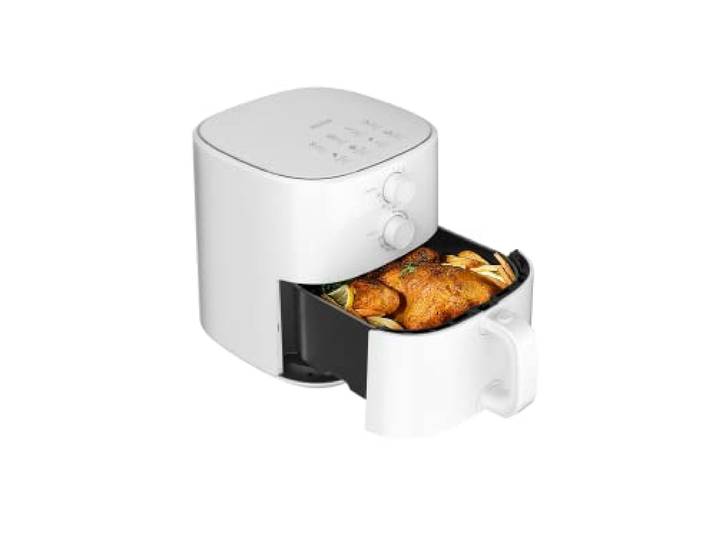 Becken Fritteuse ohne Öl, 5 l, Fritteuse, 1500 W, Temperatur einstellbar, Timer, Weiß