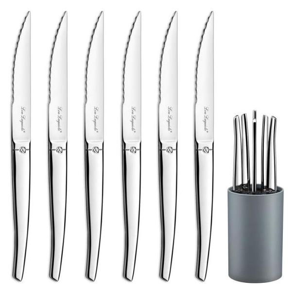 Amefa JET - 6-pc steak knives in grey block - mirror (6 Stk., Besteck Set) (251300K005K35)