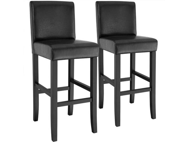 tectake Barhocker 2er Set Kunstleder, Sitzhöhe 76 cm, antikbraun, Schwarz, Leder, 40x107x41 cm, Esszimmer, Barmöbel, Barhocker