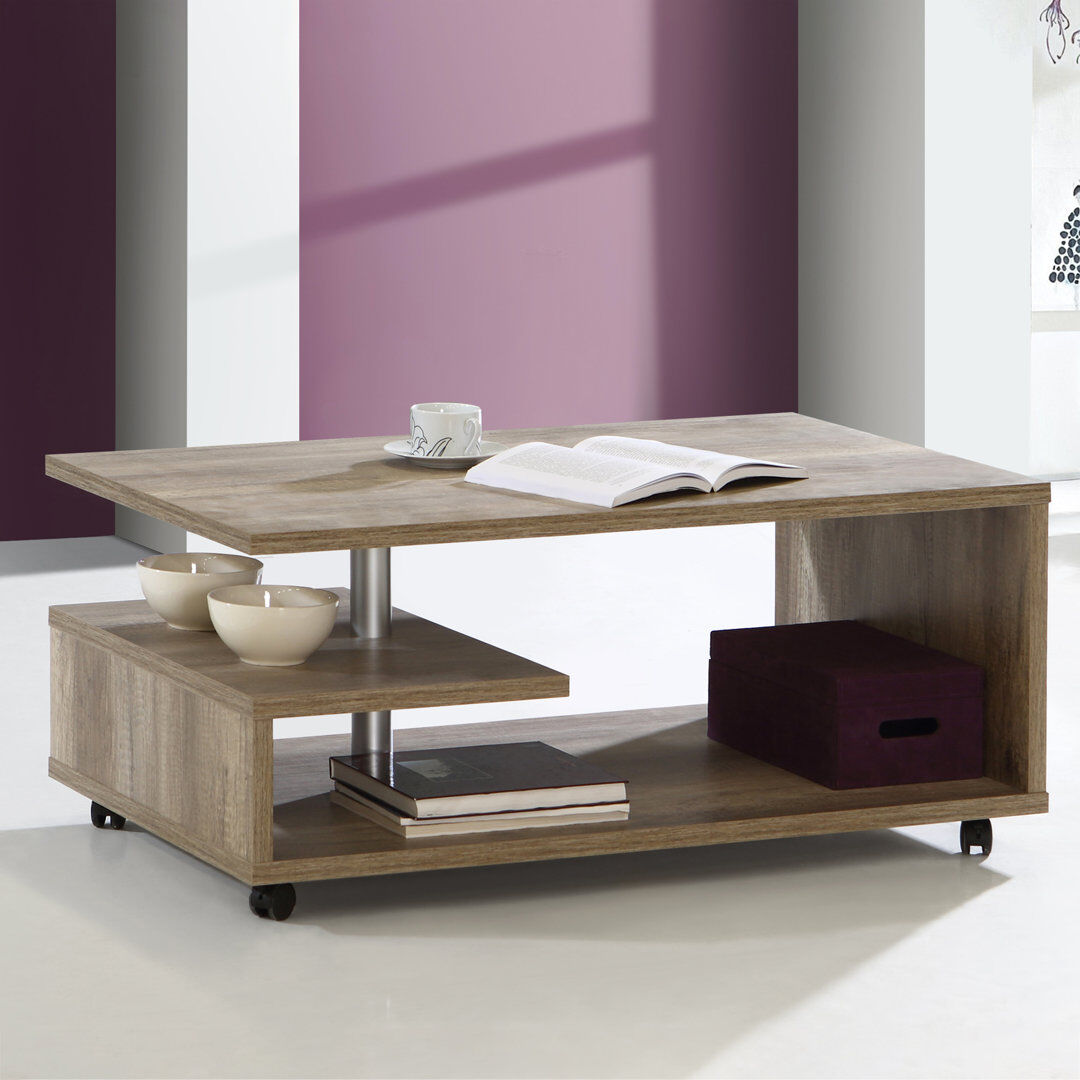 Metro Bishan Wheel Coffee Table with Storage Antique Oak 45.6cm H X 105cm W X 60cm D