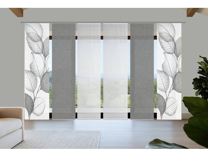 Schiebevorhang Yule 60 x 260 x 1cm Grau/Grau 6er Set