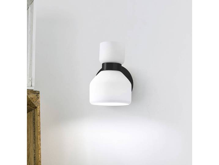 Design wandlamp Fifty, dimbaar, zwart, Slaapkamer, Glas, Design, Wandlamp design