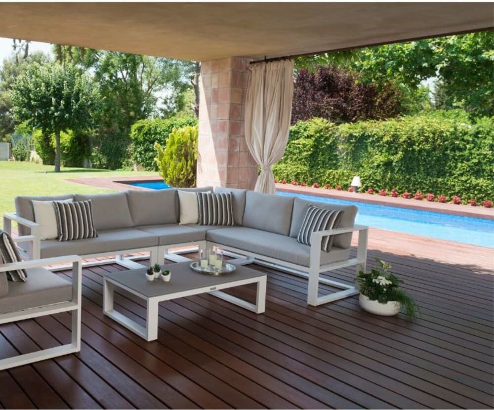 Au jardin de Chloé Méridienne gauche blanche L136 x P75 x H64 cm Blanc 136x64x75cm