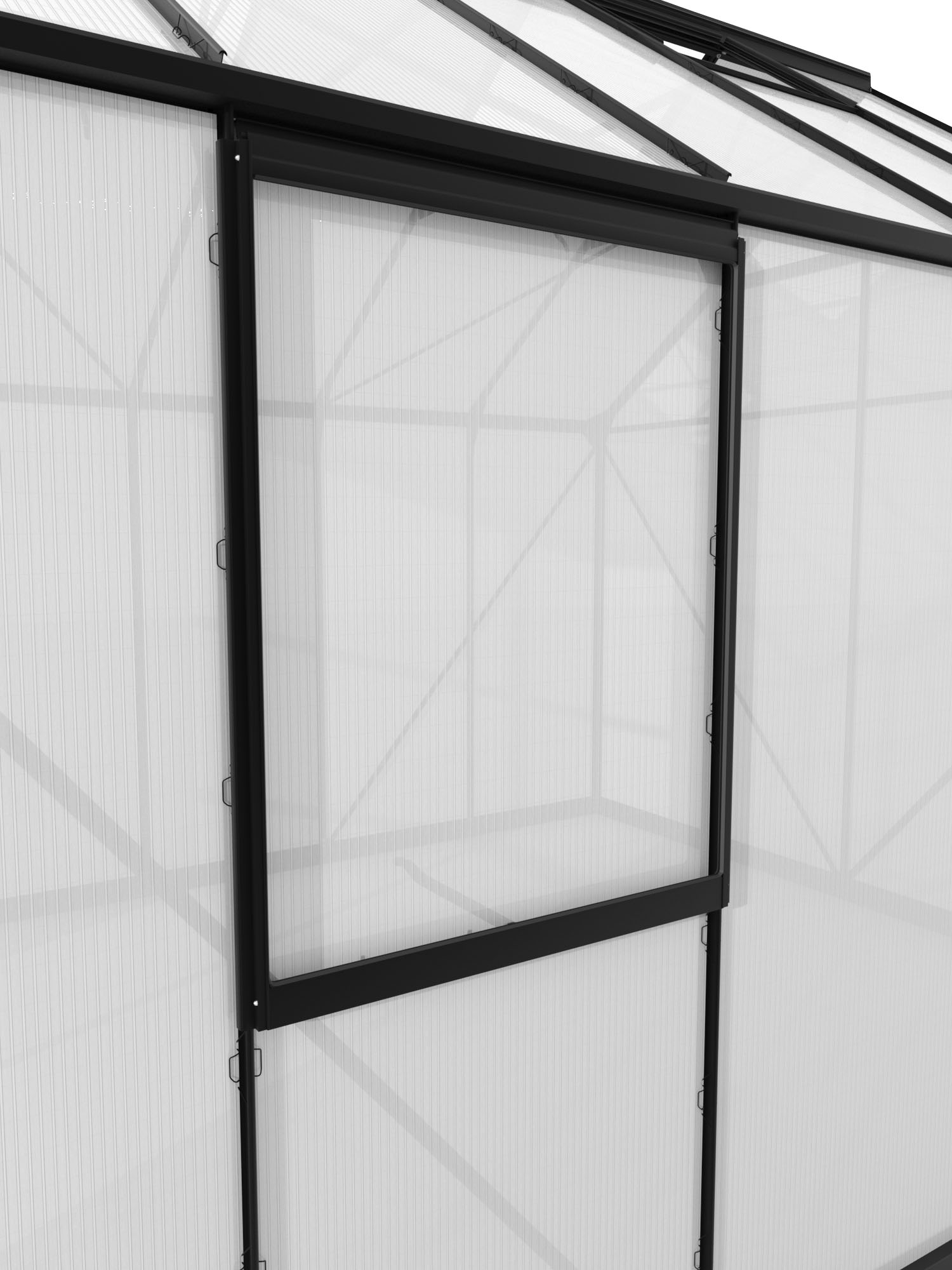 Fenster VITAVIA "für Venus, Apollo, Calypso, Freya, Dione u.a.", schwarz, Aluminium, Fenster, Fenster, Gewächshausfenster, Alu, mit Hohlkammerplatte 6 mm