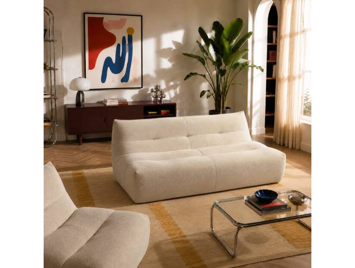 Banquette 2 places tissu beige