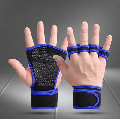 Inspire Curations PowerWrap Elite Gym Gloves Half Finger Weightlifting Gloves With Wrist Support dark Blue xl