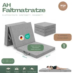 Arga Home AH-FALT Klappmatratze – Faltbare Kaltschaummatratze mit 3-Zonen-Kern, Gästematratze, 60 x 190 - 9 cm Höhe