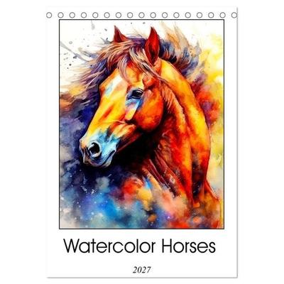 Watercolor Horses (Desk Calendar 2027 DIN A5 portrait), CALVENDO 12 Month DeskCalendar