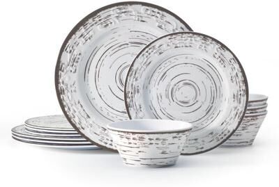 Pfaltzgraff Trellis 12-Piece Melamine Dinnerware Set, Service for 4