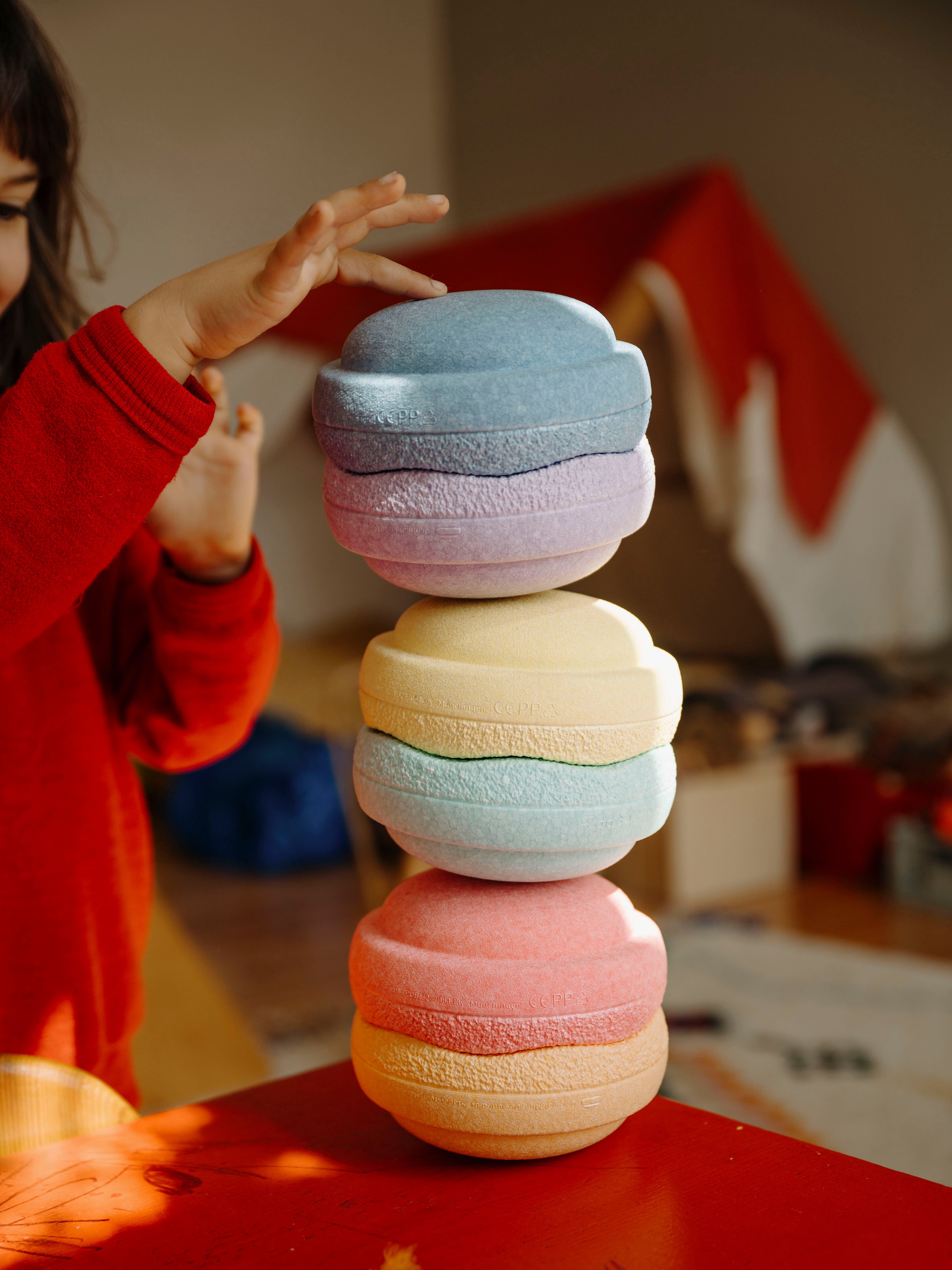 Balancetrainer STAPELSTEIN "Stapelstein Original Mini rainbow pastel", bunt (rainbow pastel), Balancetrainer, Kinder, B/H/L: 6cm Ø 13,5cm, Polypropylen, Balancetrainer, H:6cm Ø:13,5cm