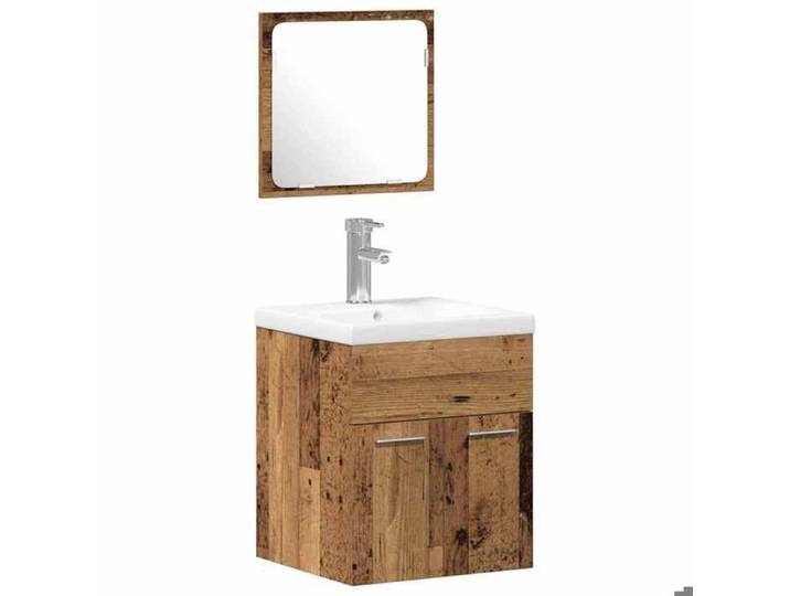 En solde  Jeu de mobilier de salle de bain 3 pièces - Ensemble de meubles - pour maison - Bois Ancien L1026